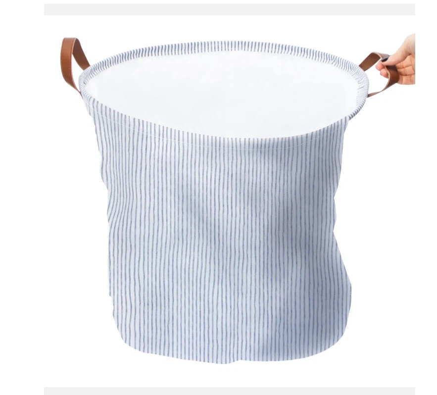 Striped Laundry Hamper 18.9in X 18.5in with l handles