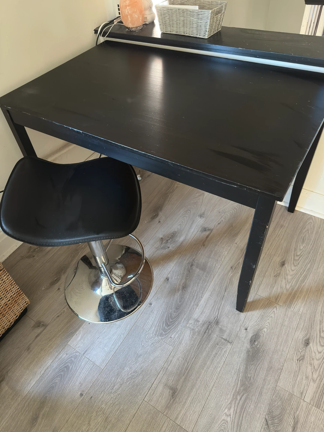 Black Wooden Table and Adjustable Stool Set - photo 2