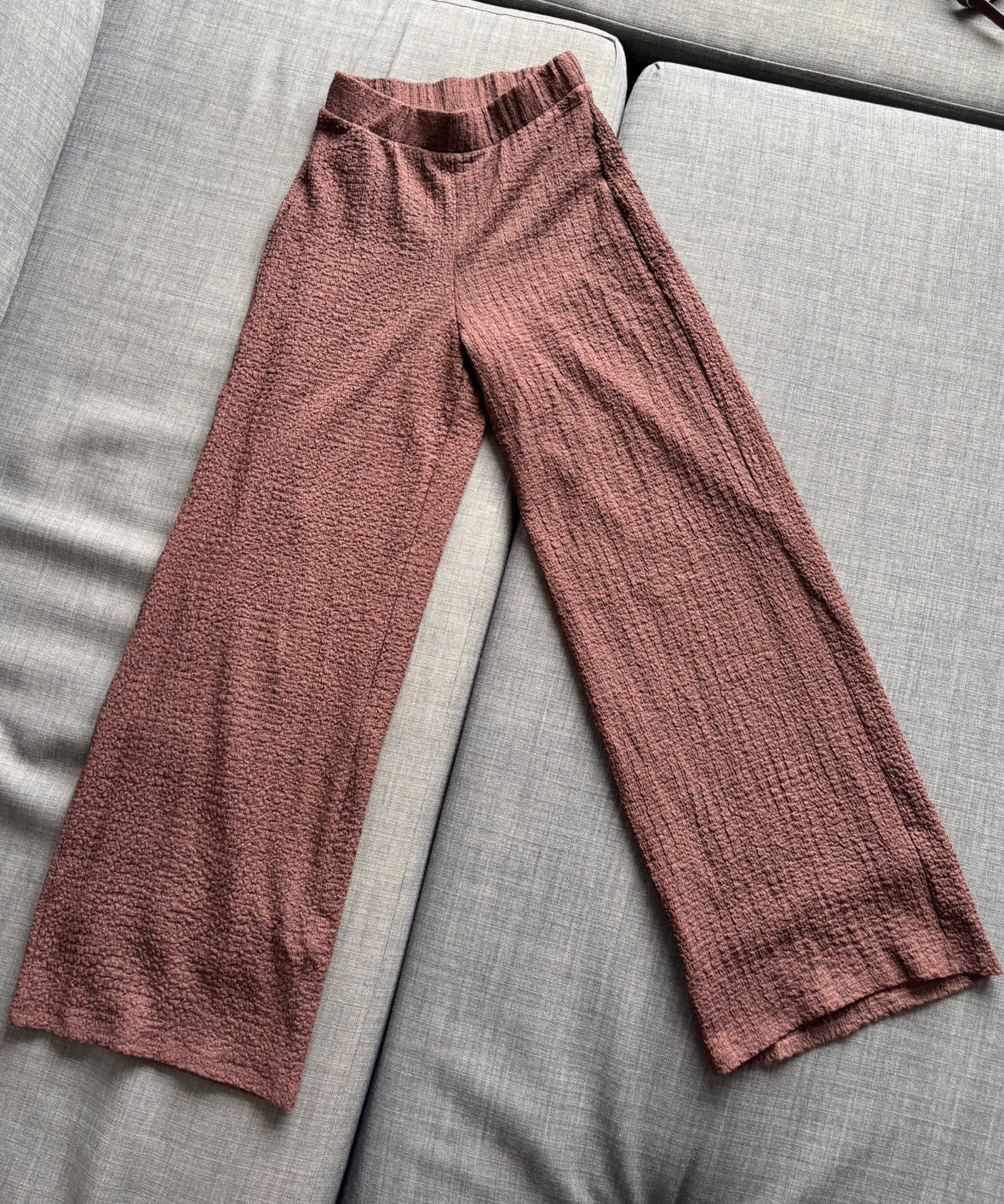 Brown Crinkled Wide-Leg Pants