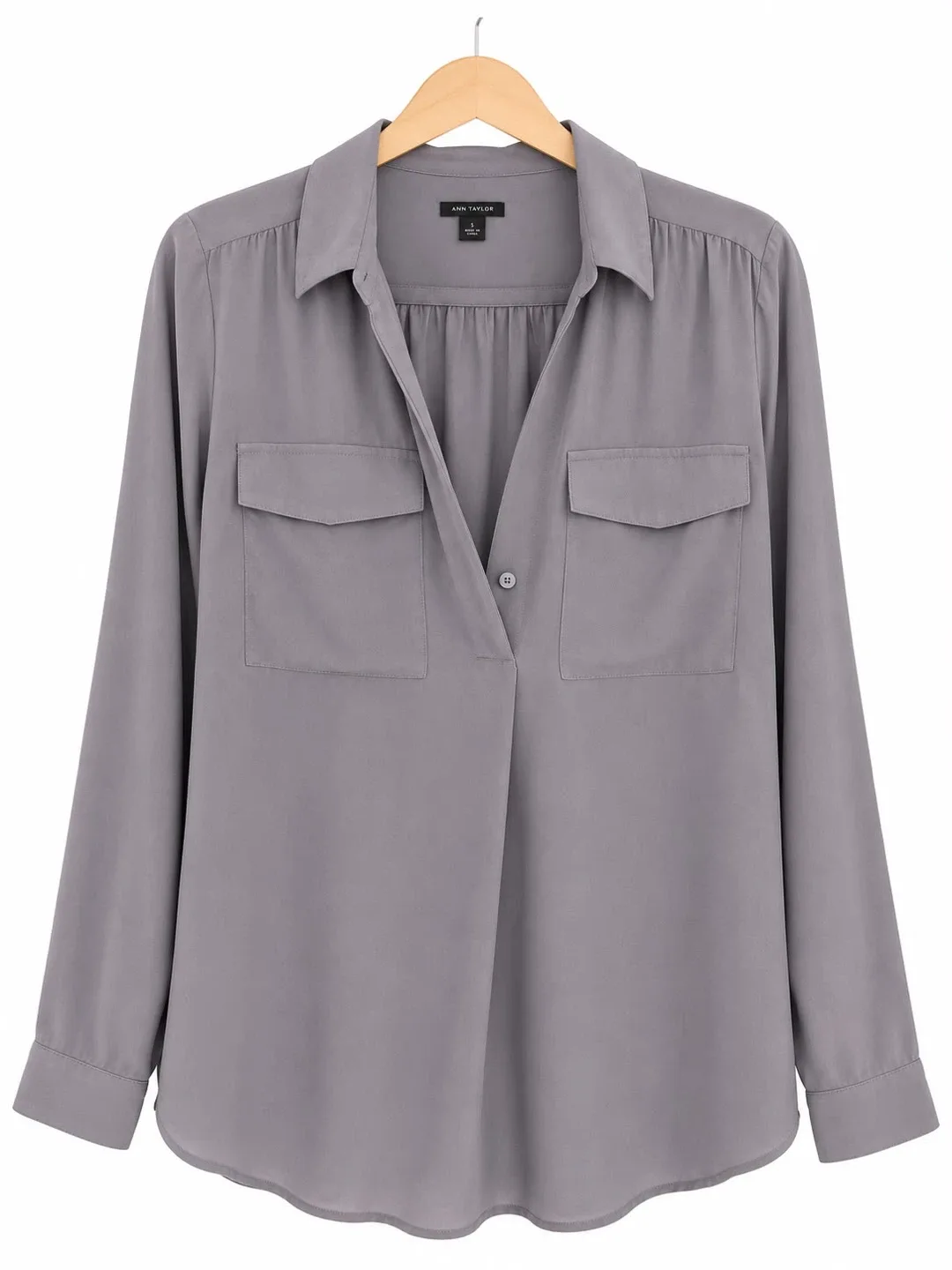 Ann Taylor Gray Long Sleeve Button-Down Shirt