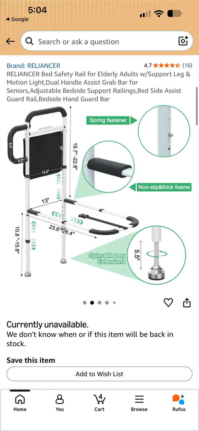 Brand New Safety Bedside Rail in Box Never Used.