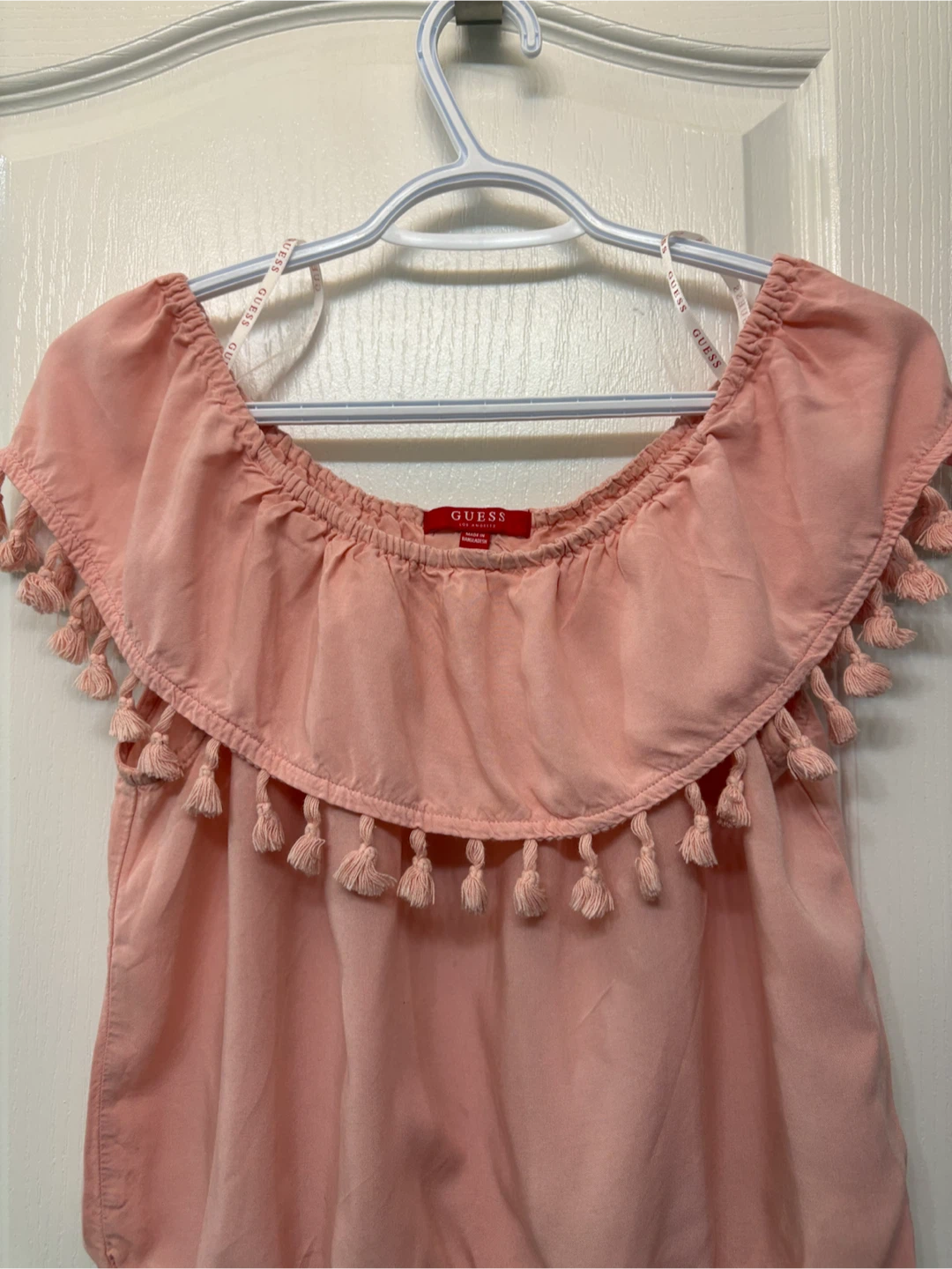 Guess Red Off-Shoulder Tassel Top L fits M - photo 3