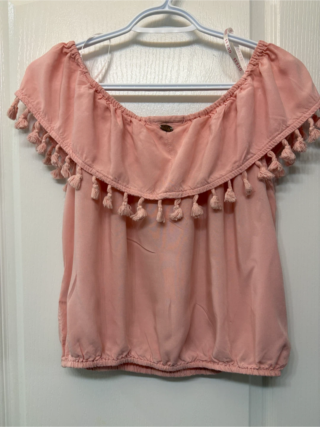 Guess Red Off-Shoulder Tassel Top L fits M - photo 4