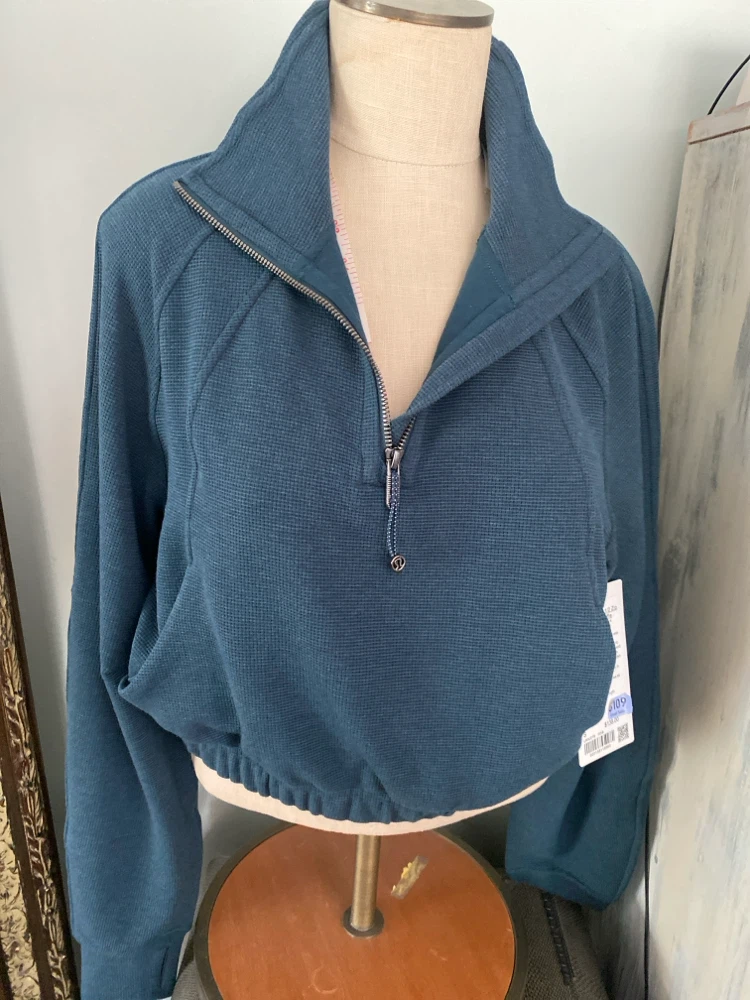 Lululemon Scuba Cropped 1/2 Zip Funnel Neck Waffle