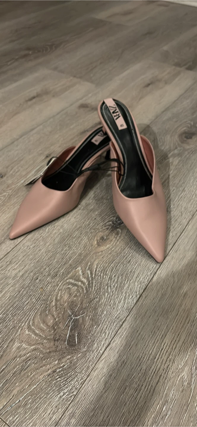 New Zara Pink Pointed Mules Size 40