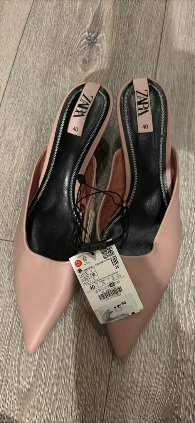 New Zara Pink Pointed Mules Size 40 - photo 4