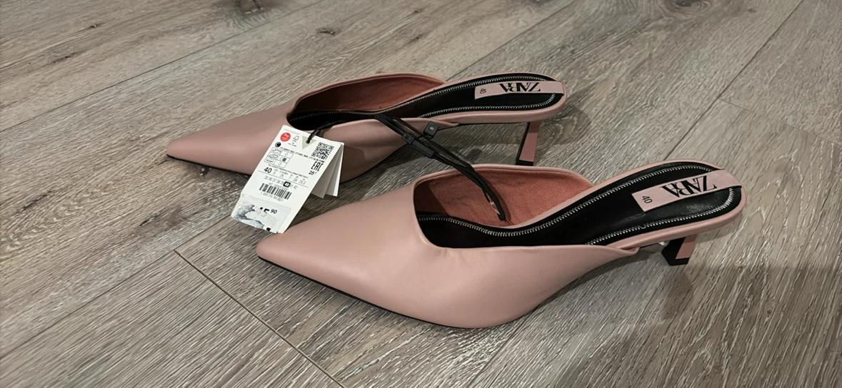 New Zara Pink Pointed Mules Size 40 - photo 5