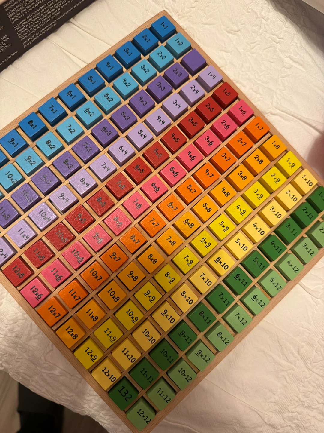 Wooden Multiplication Table Math Board