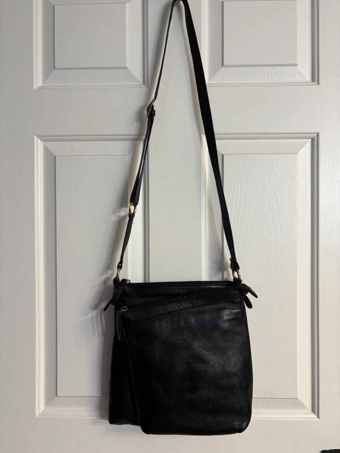 Derek Alexander black leather crossbody bag