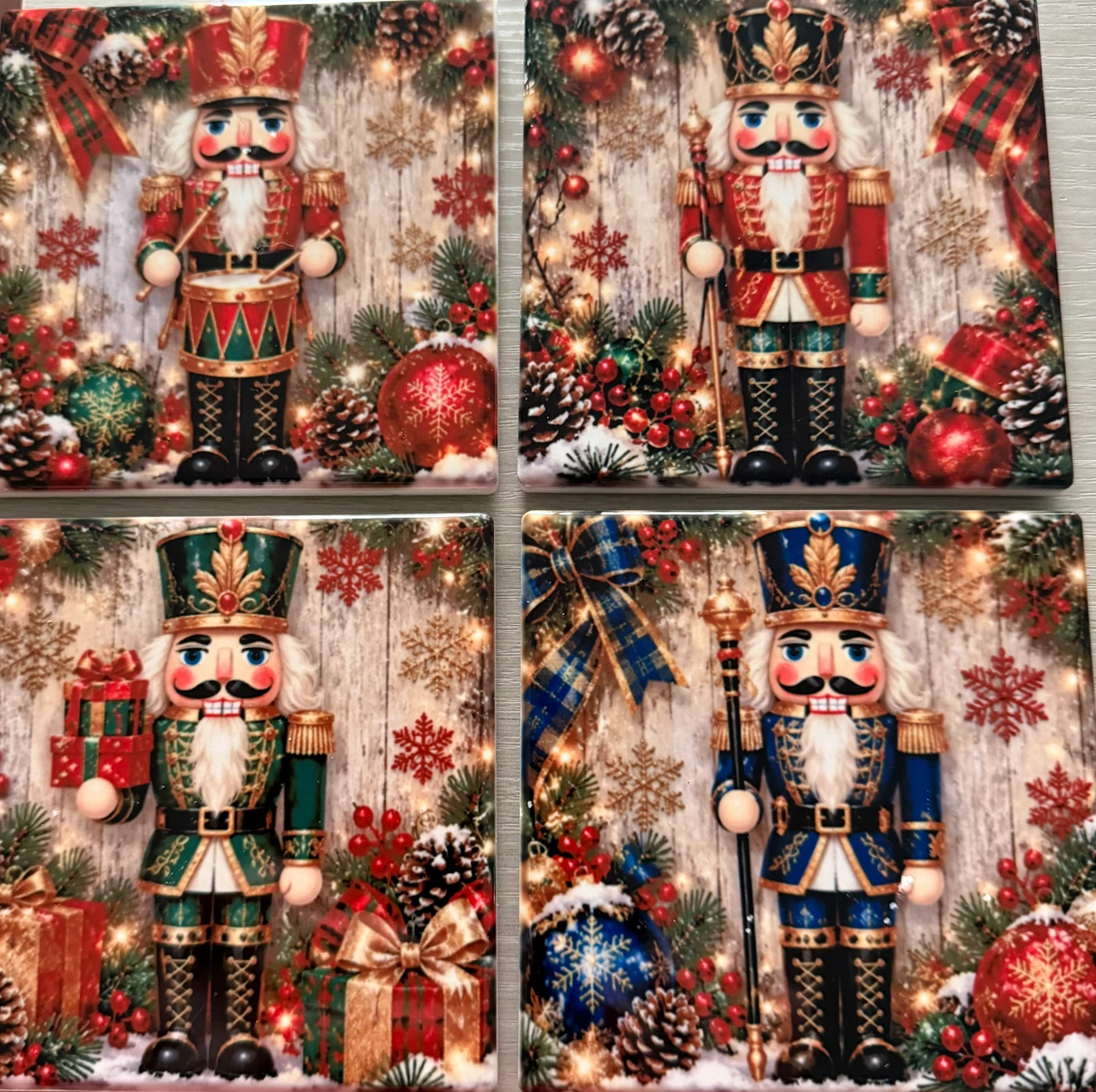 Set of 4 Nutcracker Christmas Coasters