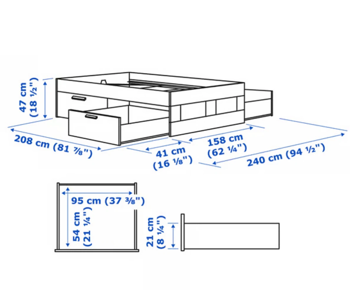 IKEA Brimnes Storage Bed Frame, Queen
