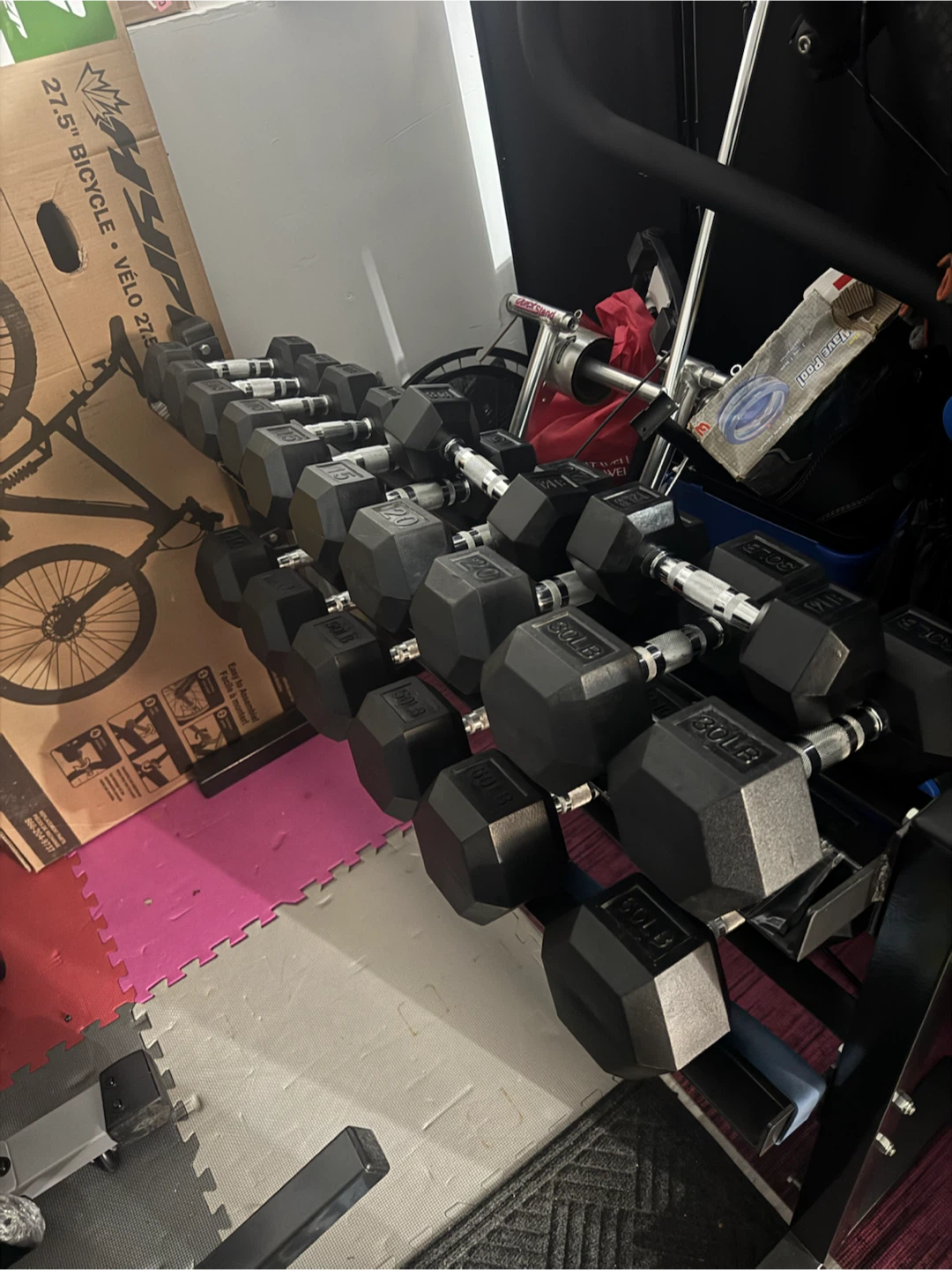 Hex Dumbbell Set with Two-Tier Storage Rack