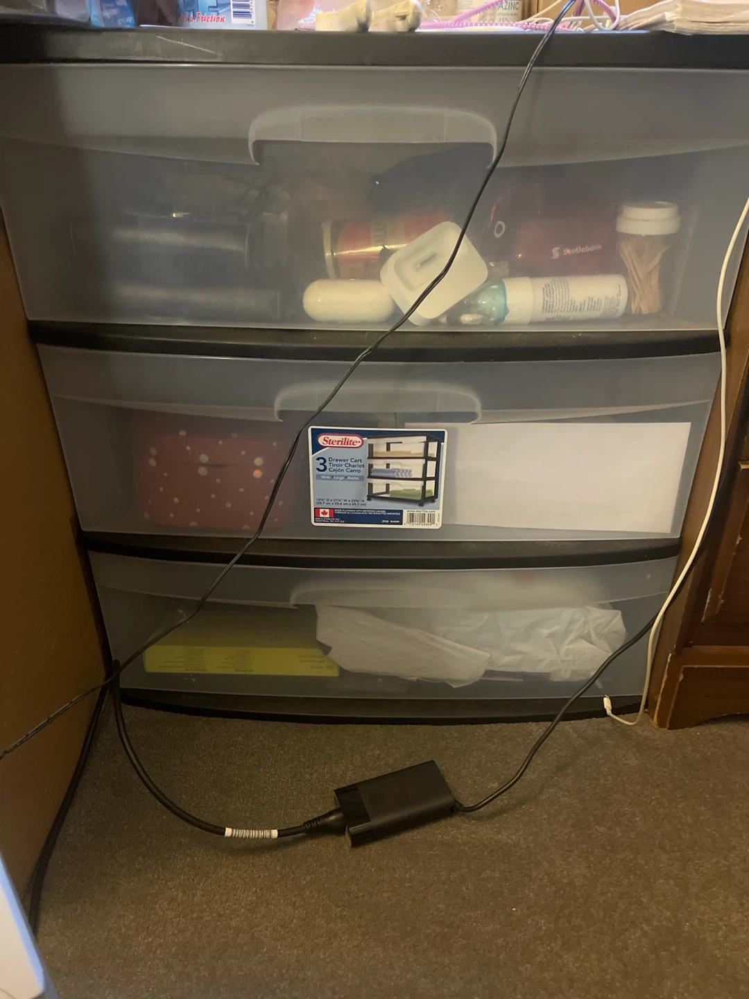 Sterilite 3 Drawer Wide Cart
