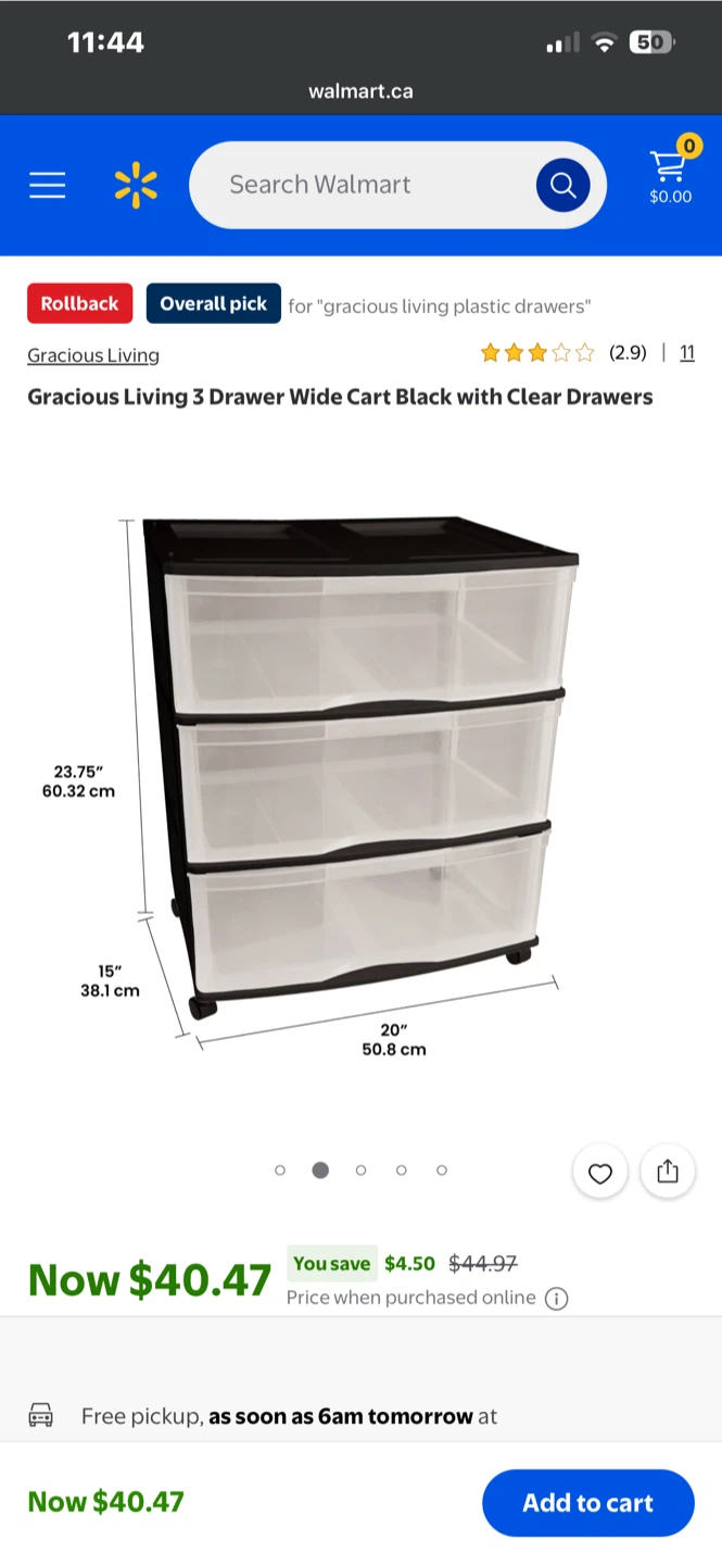 Sterilite 3 Drawer Wide Cart - photo 2