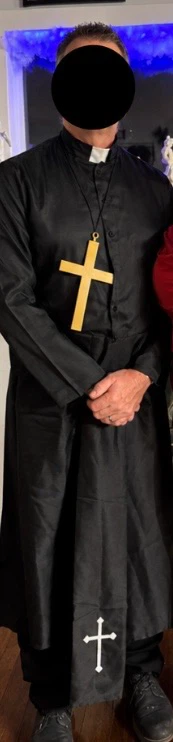 Black Clergy Robe and Cross Costume