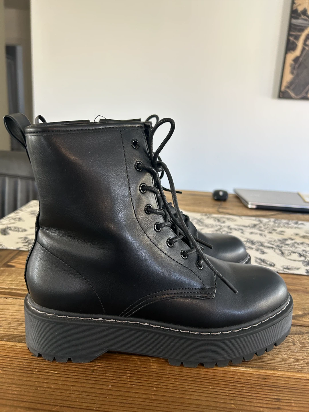 Steve Madden Black Combat Boots