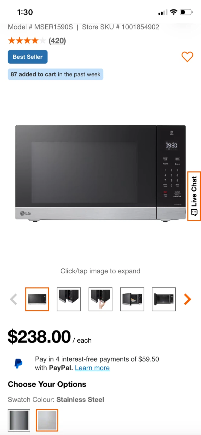 LG LMC1050ST Stainless Steel Microwave - photo 2