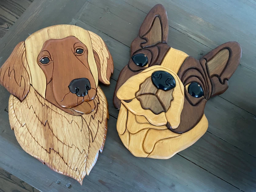 Set of Two Handcrafted Wood  Dog take both for 49.
