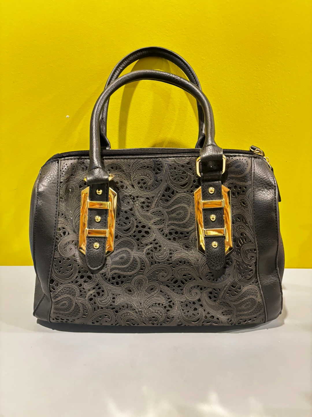 Black Laser-Cut Detail Handbag