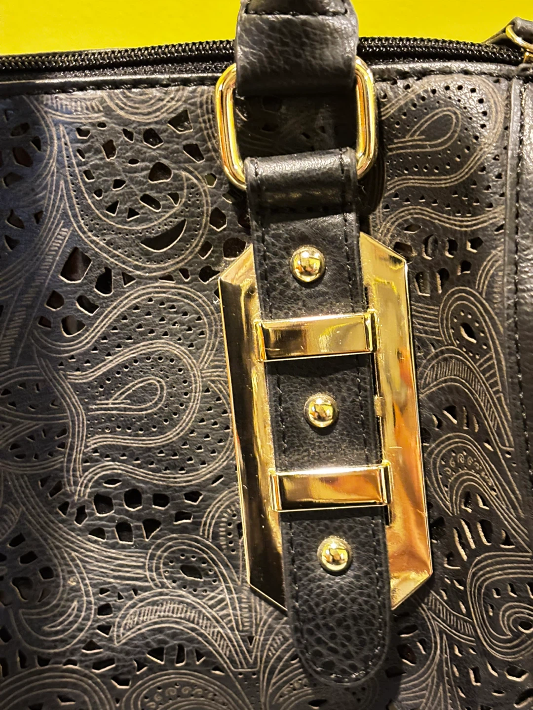 Black Laser-Cut Detail Handbag - photo 5