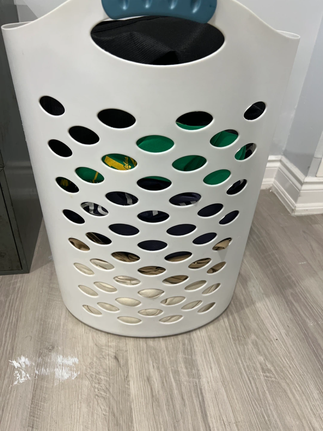 White Plastic Laundry Hamper