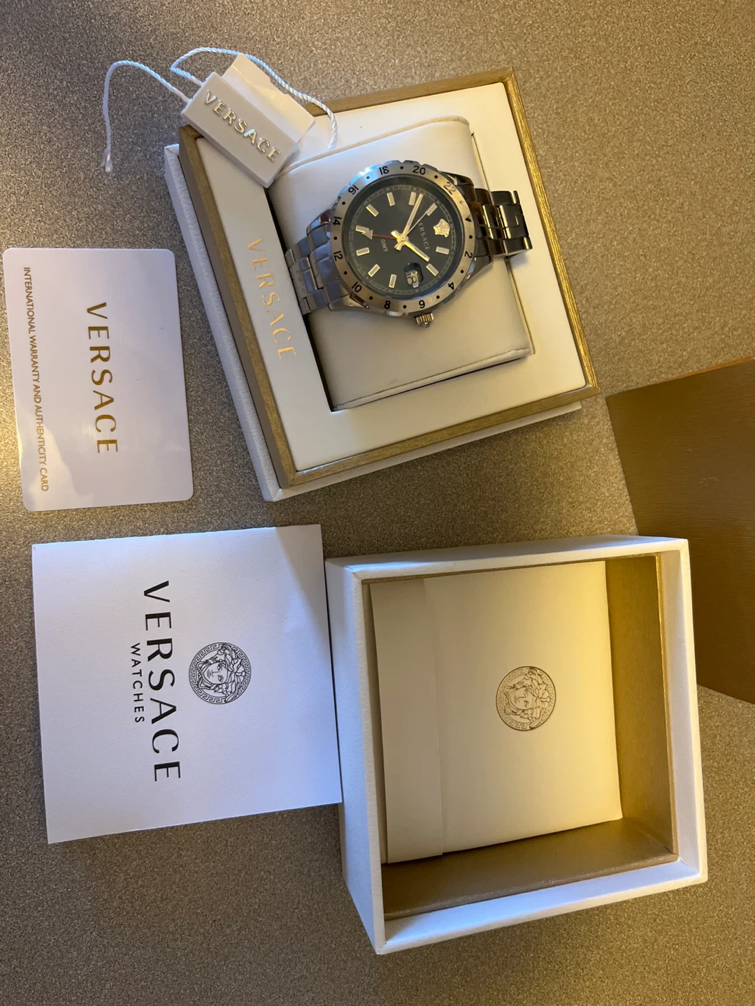 Versace GMT Stainless Steel Watch with Box