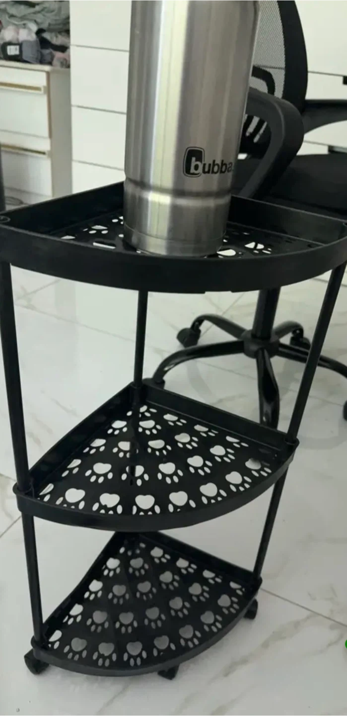 3-Tier Black Corner Storage Shelf