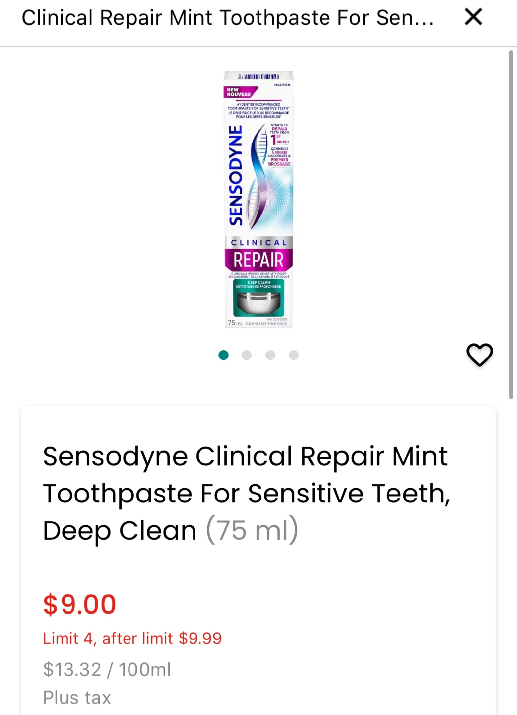 Sensodyne Clinical Repair Deep Clean Toothpaste each - photo 2