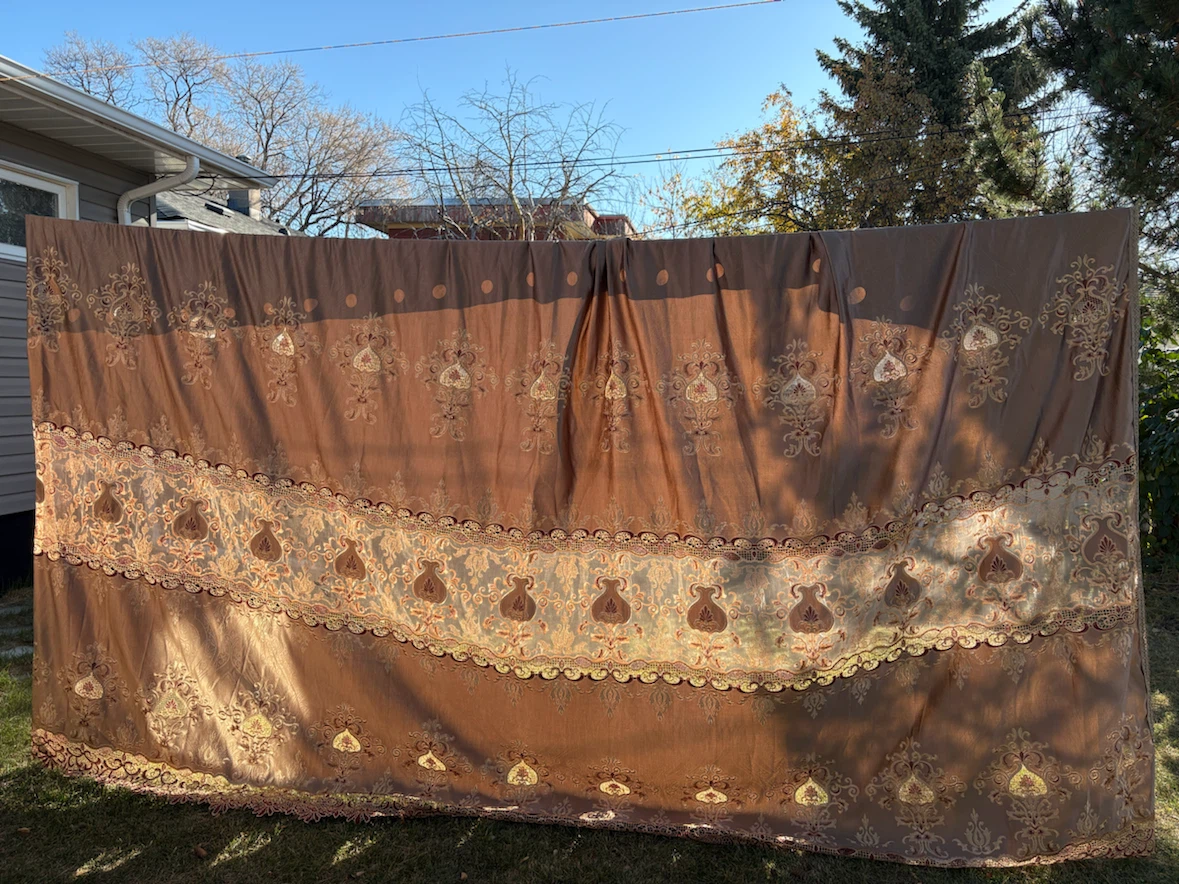 Embroidered Sheer Brown Curtains
