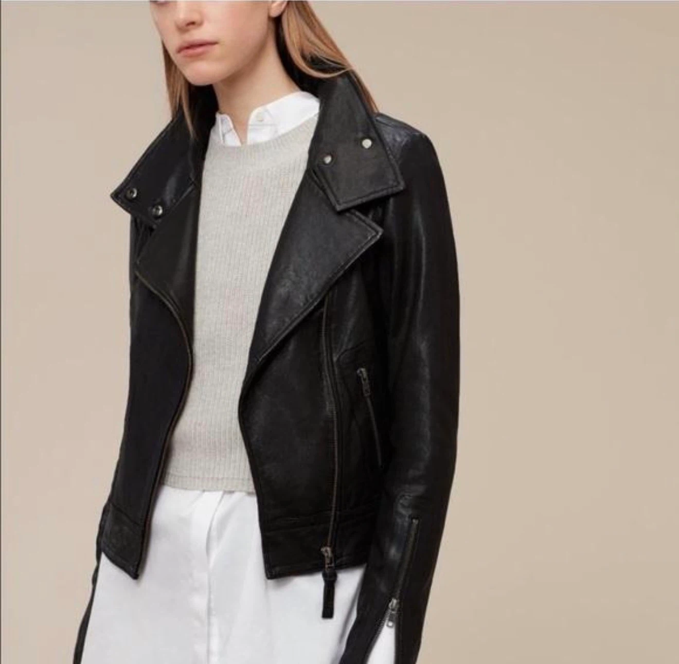 Mackage for Aritzia Black Lambskin Leather Moto Jacket - Size S