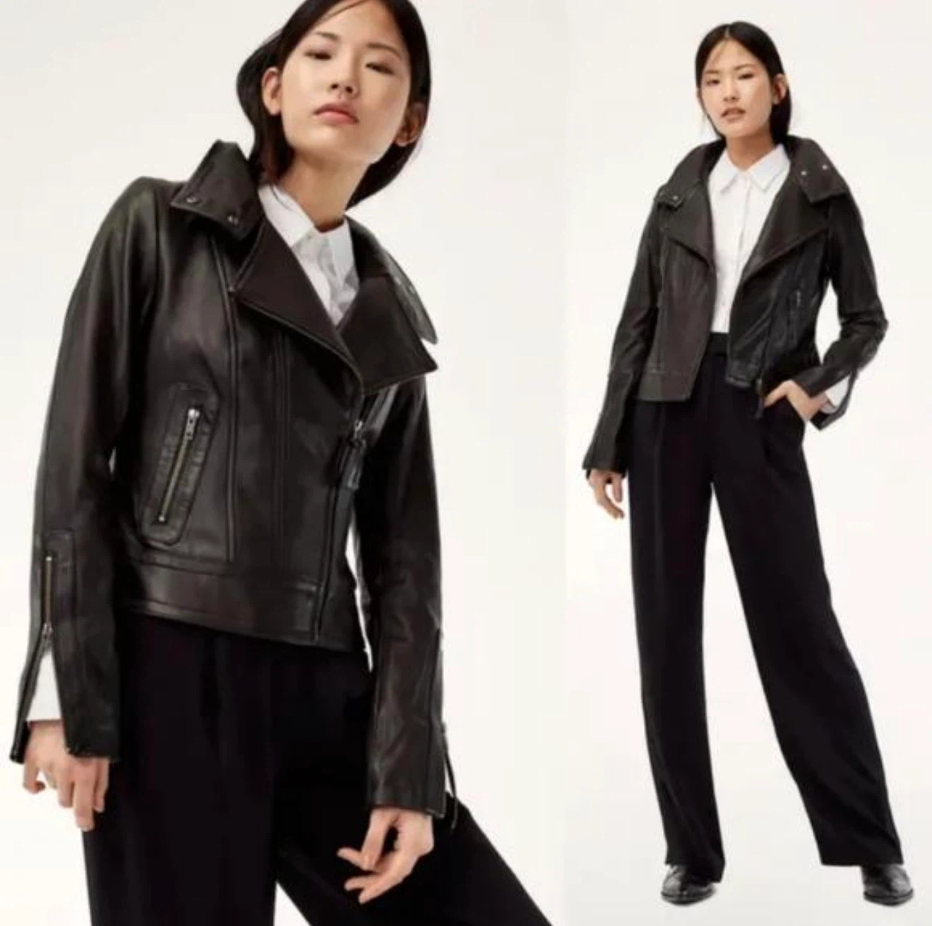 Mackage for Aritzia Black Lambskin Leather Moto Jacket - Size S - photo 3