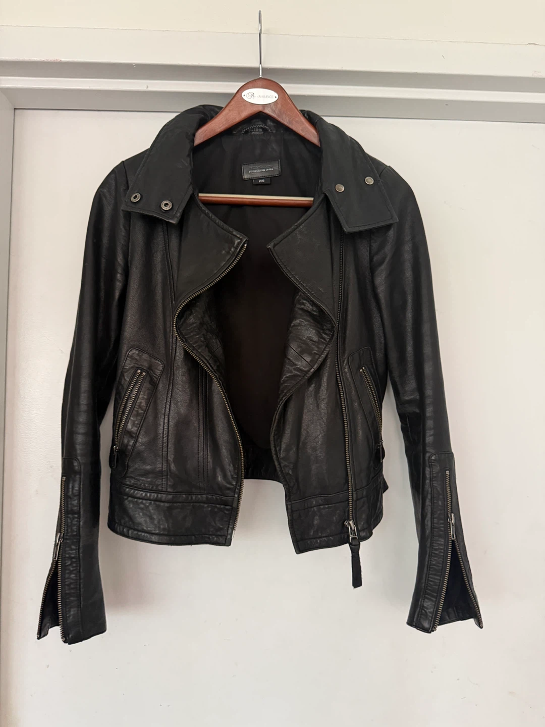 Mackage for Aritzia Black Lambskin Leather Moto Jacket - Size S - photo 4