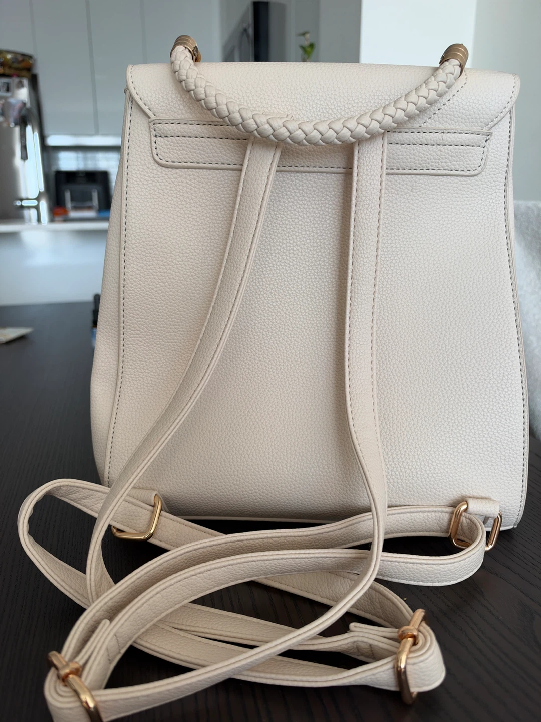 Cream Faux Leather Mini Backpack - photo 2