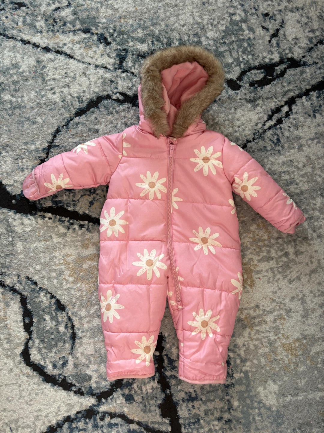 Carter's Baby Pink Daisy Snowsuit