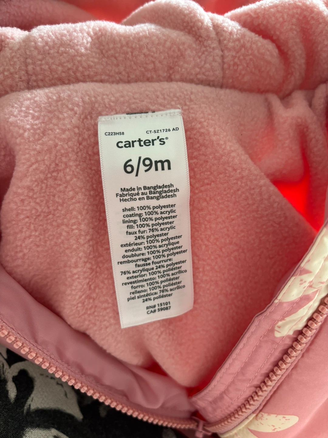 Carter's Baby Pink Daisy Snowsuit - photo 3