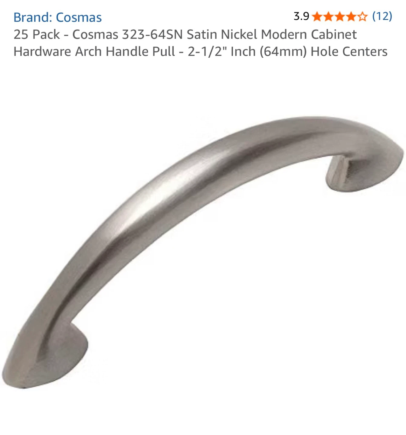 Cosmas Satin Nickel Cabinet Handle Pulls 25 Pack - photo 2