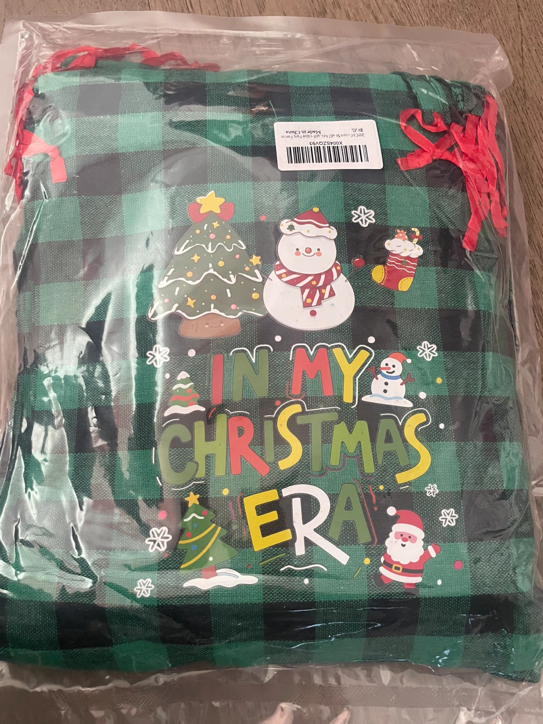 NEW! Set of 20 Cotton Christmas Plaid Gift Bags