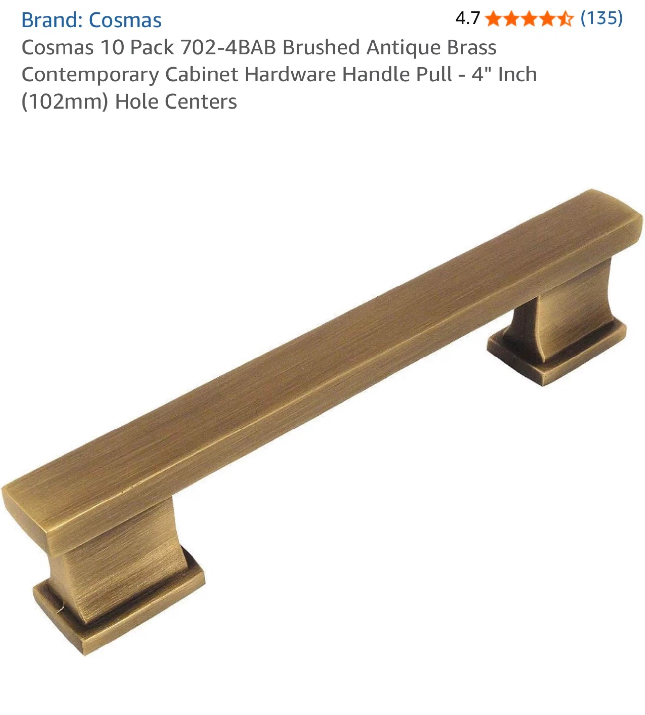 Cosmas 702-4BAB Brushed Antique Brass Cabinet Handle Pull - photo 2
