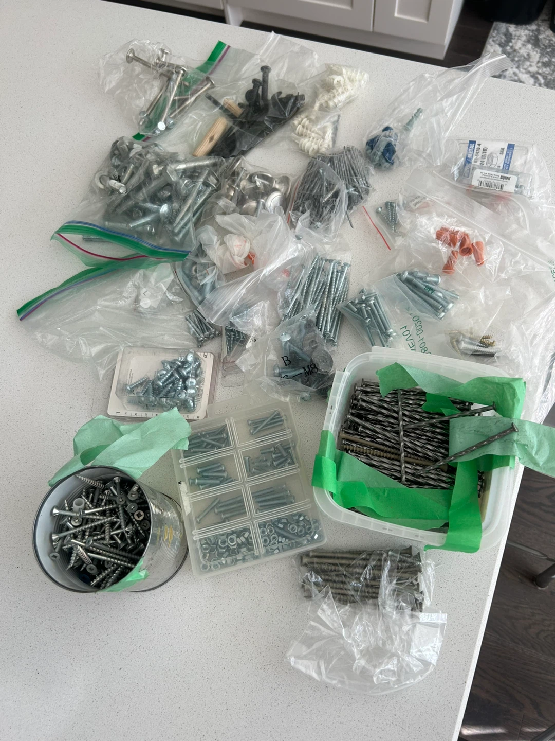 Assorted screws, bolts, nails