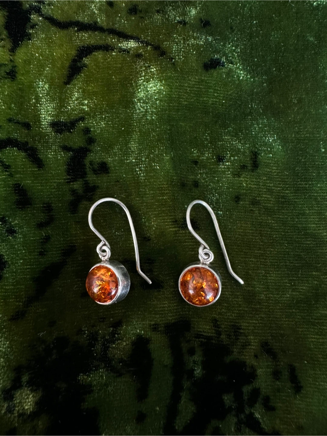 Vintage Amber and Sterling Silver Drop Earrings - photo 2