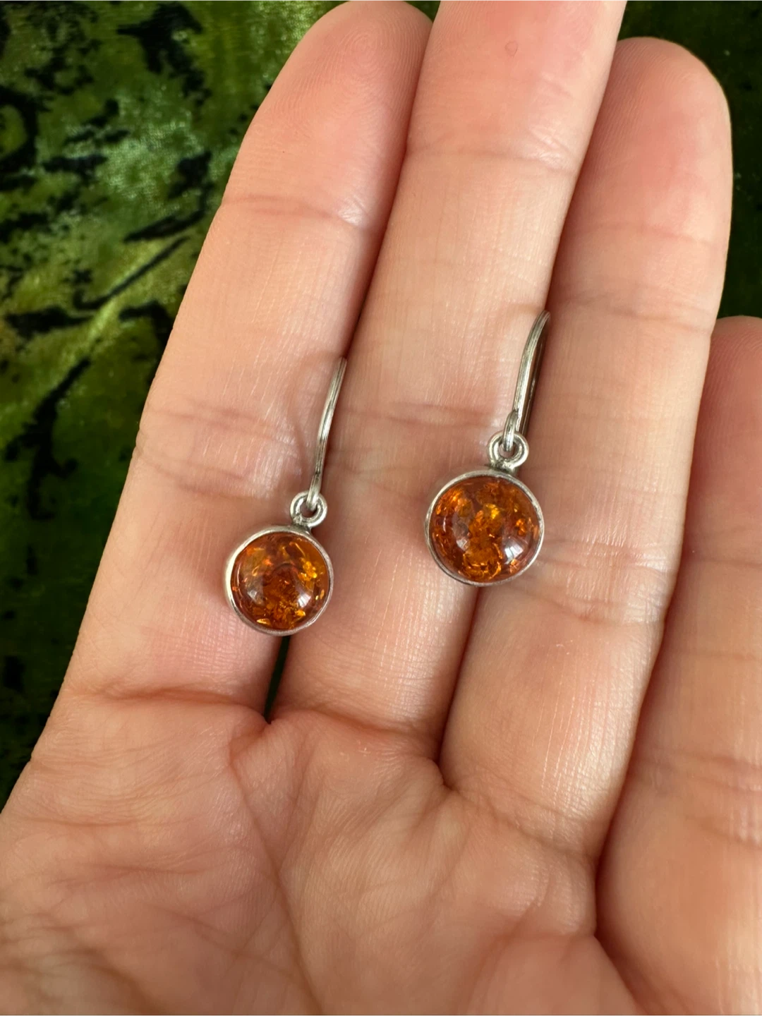 Vintage Amber and Sterling Silver Drop Earrings - photo 3
