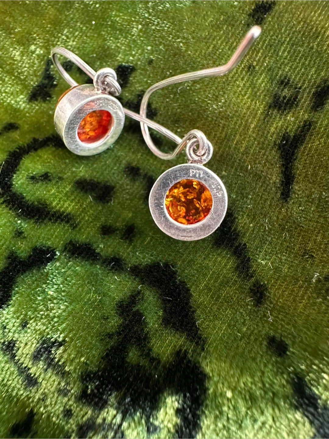 Vintage Amber and Sterling Silver Drop Earrings - photo 4