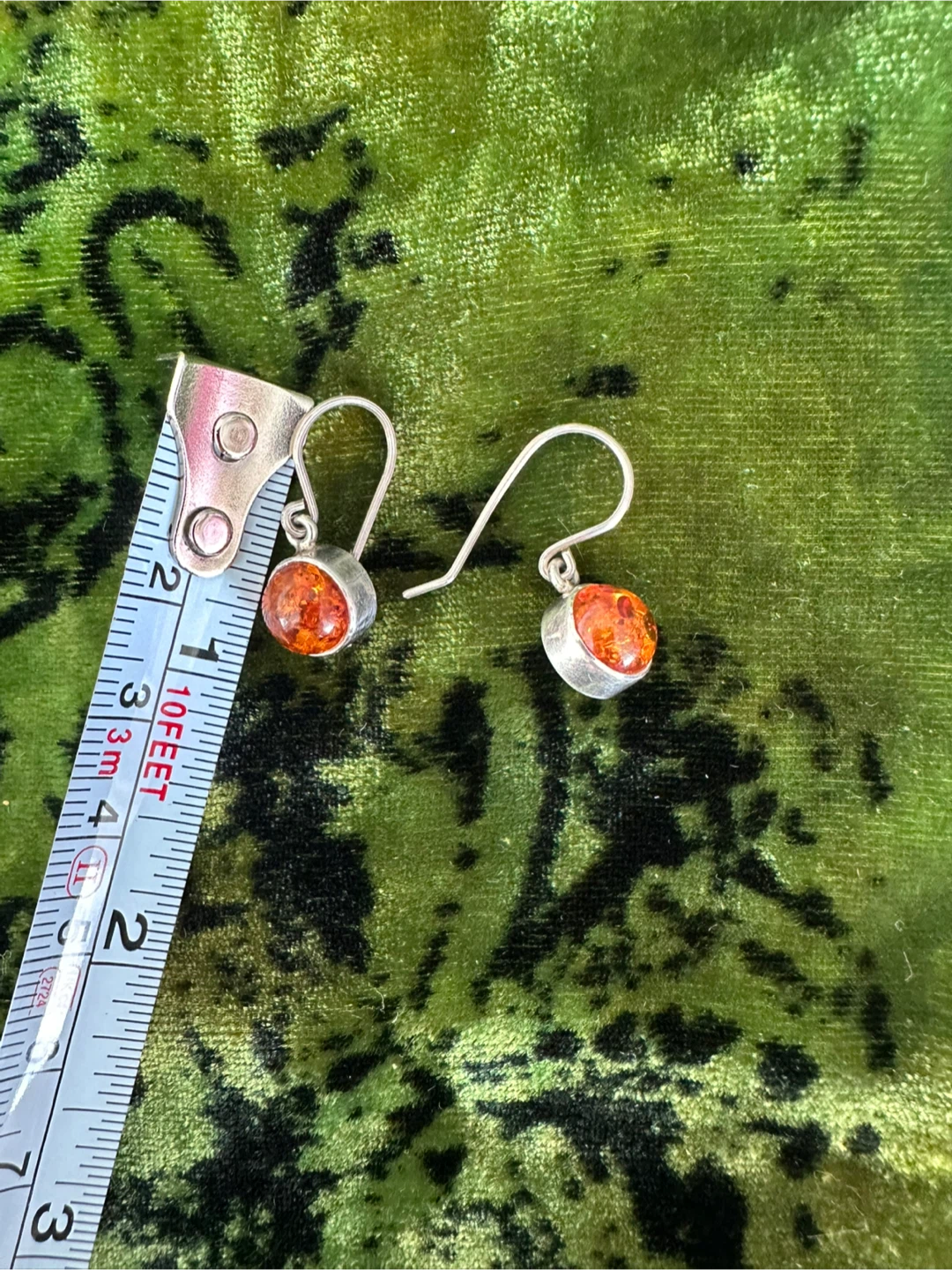 Vintage Amber and Sterling Silver Drop Earrings - photo 5