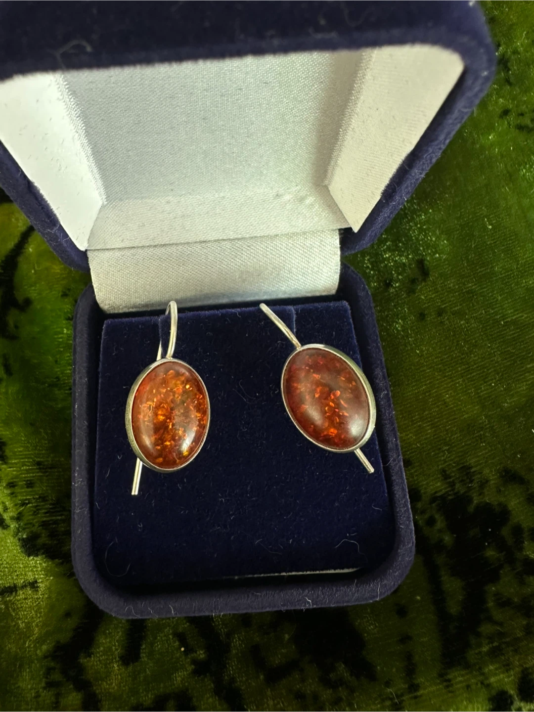 Vintage Sterling Silver and Amber Earrings