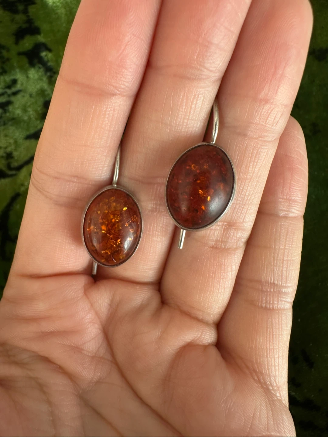 Vintage Sterling Silver and Amber Earrings - photo 2