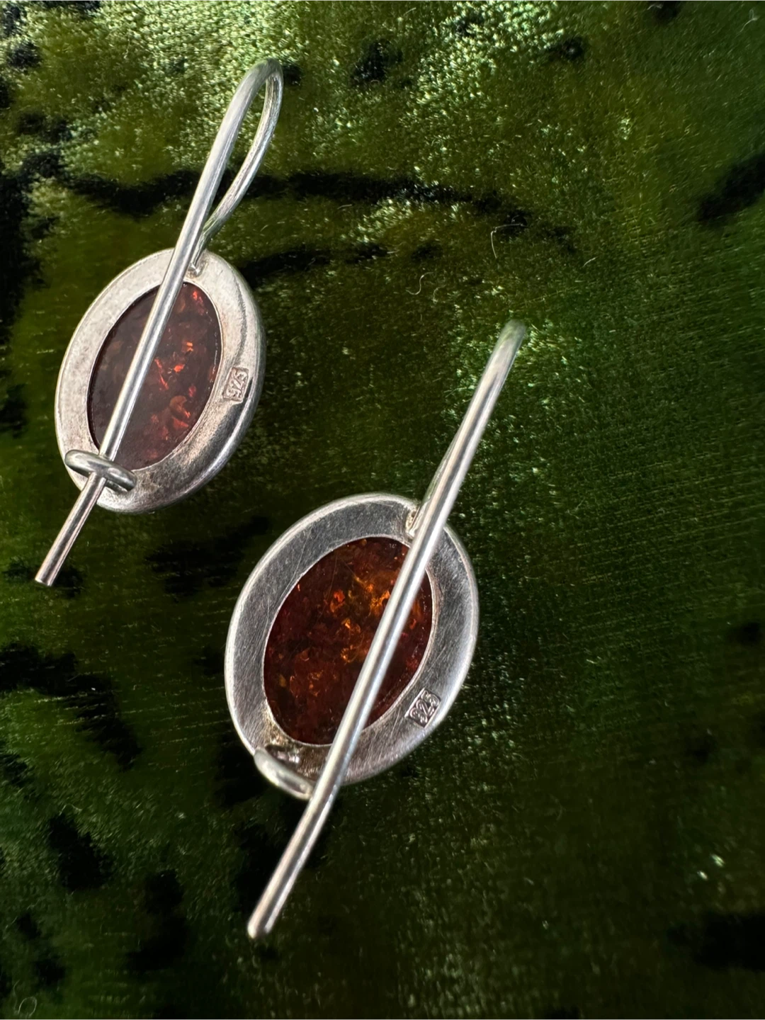 Vintage Sterling Silver and Amber Earrings - photo 3
