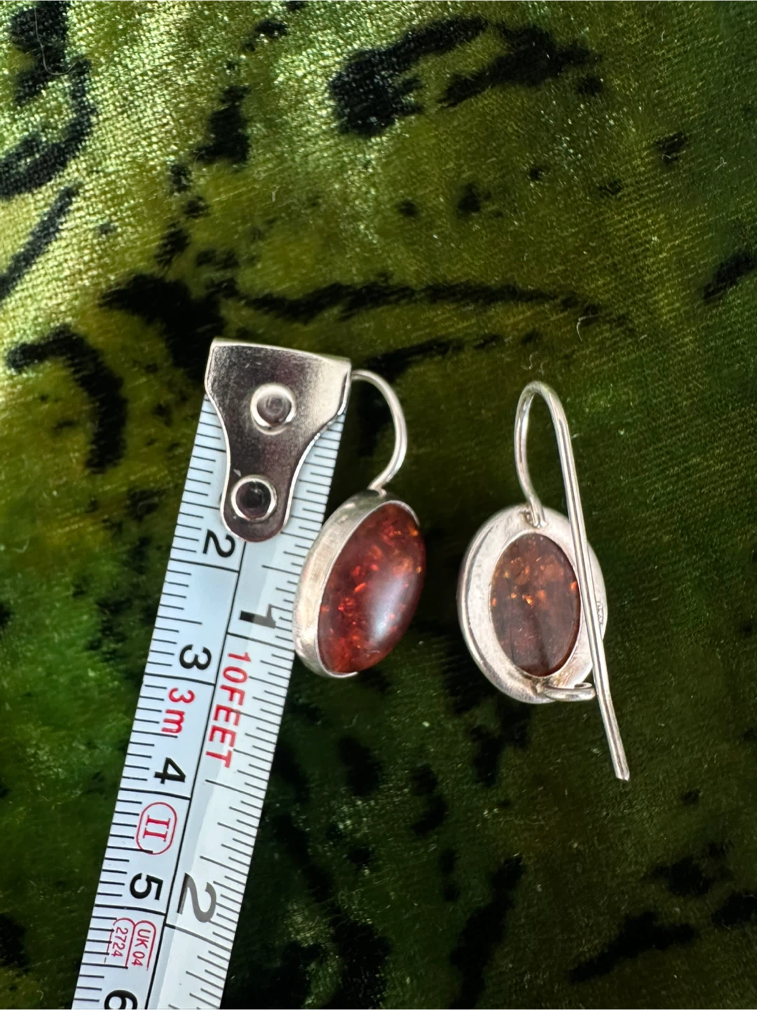 Vintage Sterling Silver and Amber Earrings - photo 4
