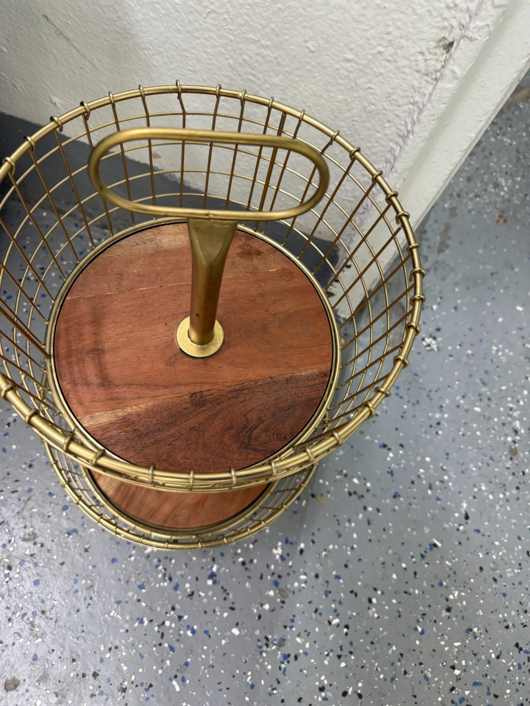 2-Tier Metal and Wood Wire Basket Stand - photo 2