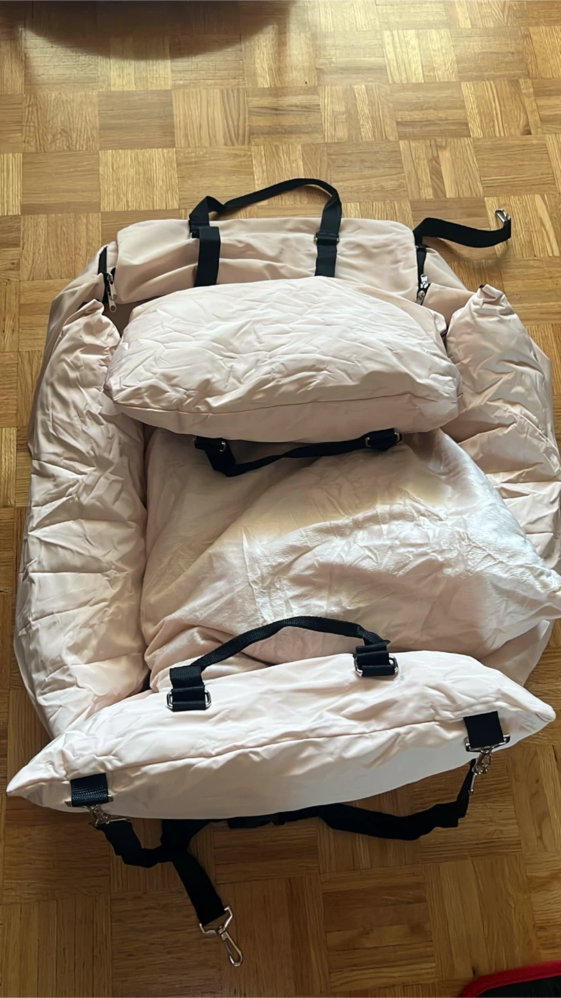 Padded Pet Car Seat Travel Bed - Light Pink