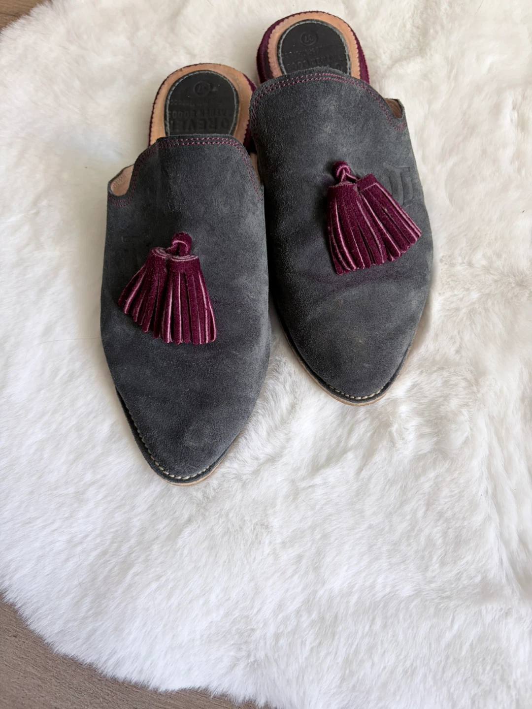 Oreve Suede Tassel Mules Size 37